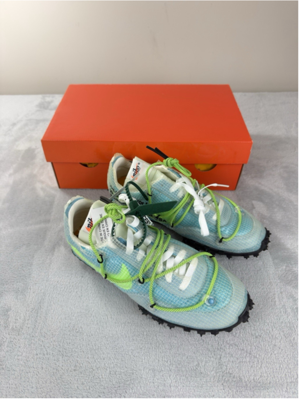 Nike x Off-White Waffle Racer Vivid Sky 2019 DS Size 8 W / 6.5 M Authentic